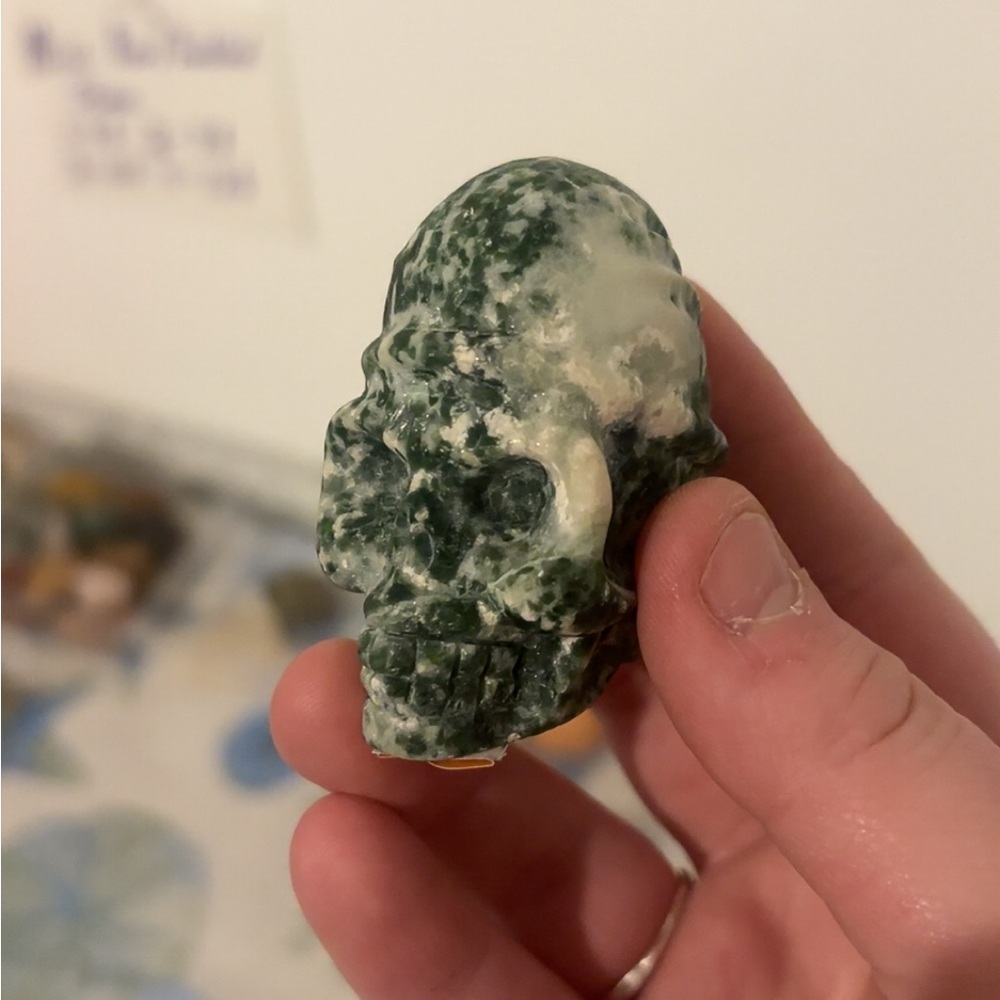 Chinese Jade Stone Skull Decor